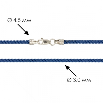 Крученый Шелковый шнурок с гладкой серебряной застежкой (3мм) Крученый Шелковый шнурок с гладкой серебряной застежкой (3мм)